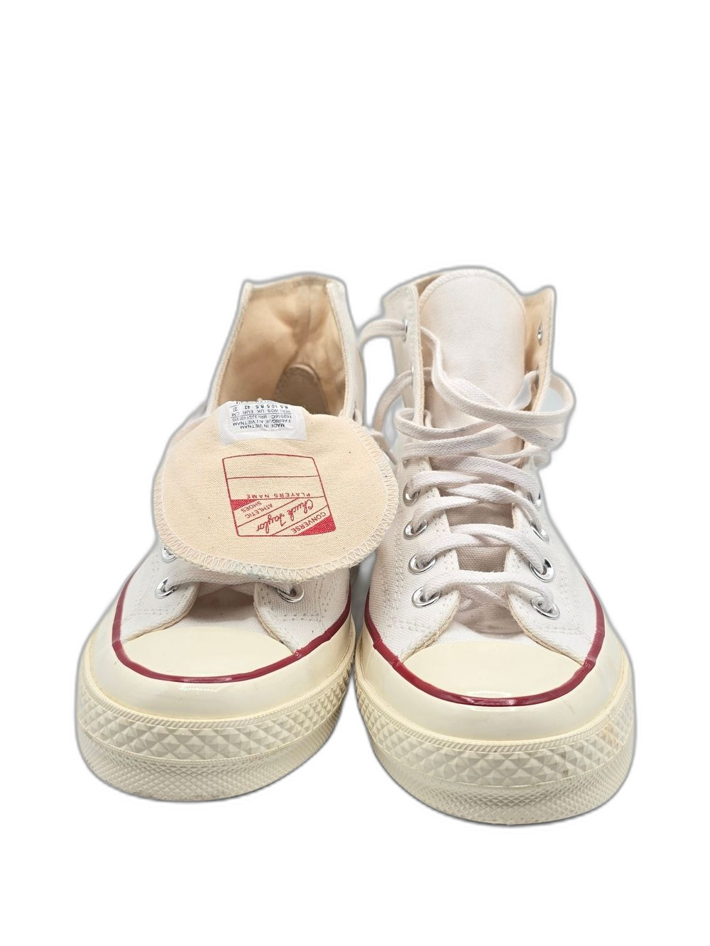 Converse High-Top Canvas Sneaker Cream Pink & Blue Star Patch DIY M 8.5 W 10.5 - Picture 5 of 8
